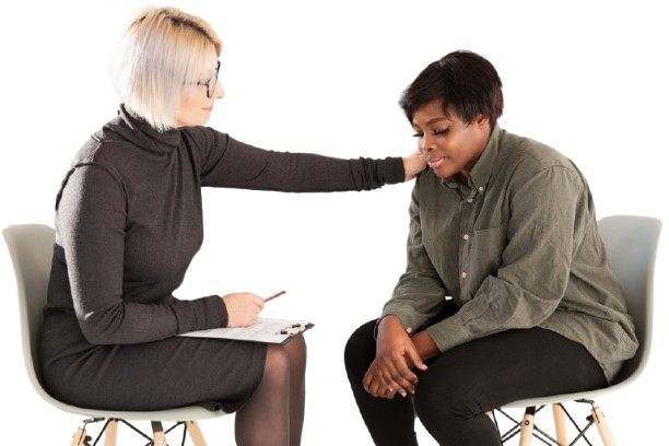 A woman consoling another woman about her mental health struggles