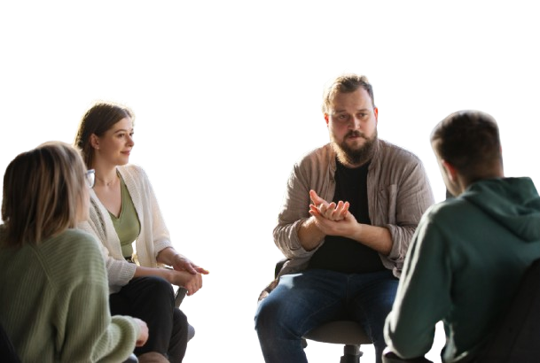 A group of people meeting about getting the proper mental health treatment